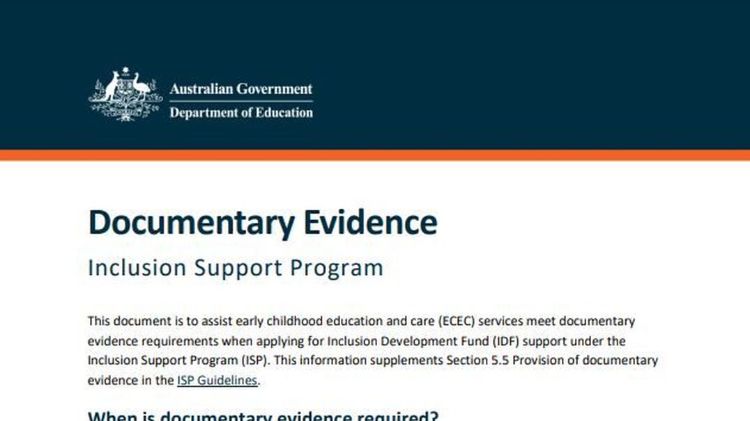Inclusion Support Program Documentary Evidence