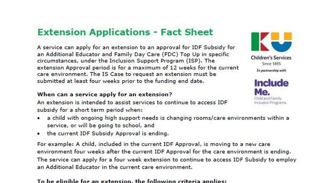 Extension Applications Fact Sheet