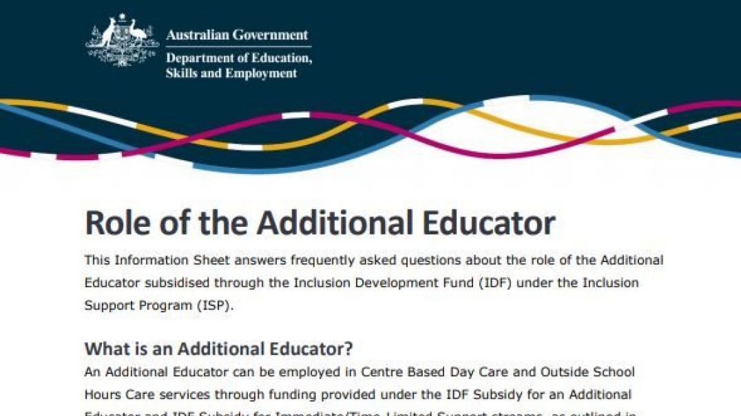 Role of the Additional Educator Information Sheet